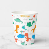 可愛いカラフル恐竜の図解入りの、写真付きの柄 紙コップ (右)