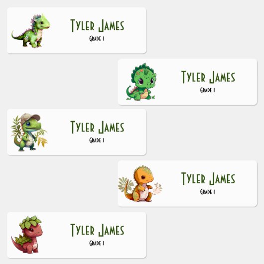 可愛いカラフル恐竜の学校の子供のカスタムラベル ラベル (グループ)