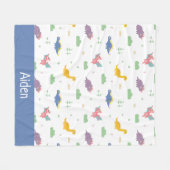 可愛いカラフル恐竜の柄の子供 フリースブランケット (正面(横))