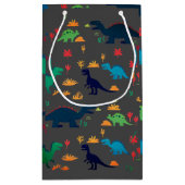 可愛いカラフル恐竜の模様 スモールペーパーバッグ (裏面)