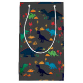 可愛いカラフル恐竜の模様 スモールペーパーバッグ (正面)