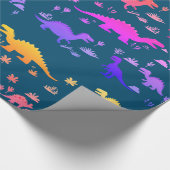 可愛いカラフル恐竜の模様 ラッピングペーパー (角)