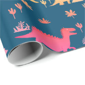 可愛いカラフル恐竜の模様 ラッピングペーパー (ロールコーナー)