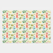 可愛いカラフル恐竜の漫画 ラッピングペーパーシート (正面2)