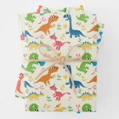 可愛いカラフル恐竜の漫画 ラッピングペーパーシート (インサイチュ)