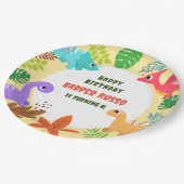 可愛いカラフル恐竜の誕生日パーティー ペーパープレート (アングル)
