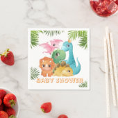 可愛いカラフル恐竜の赤ちゃんシャワー スタンダードカクテルナプキン (インサイチュ)