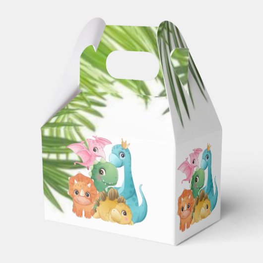可愛いカラフル恐竜の赤ちゃんシャワー フェイバーボックス (裏面サイド)