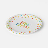 可愛いカラフル恐竜の足跡の誕生日パーティー ペーパープレート (アングル)