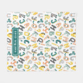 可愛いカラフル恐竜アルファベットパターンキッズ フリースブランケット (正面(横))