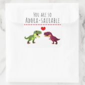 可愛いカラフル恐竜カップル愛プンバレンタイン スクエアシール (バッグ)