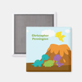 可愛いカラフル恐竜パーソナライズされた磁石 マグネット (正面/裏面)