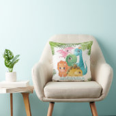 可愛いカラフル恐竜モノグラム クッション (椅子)