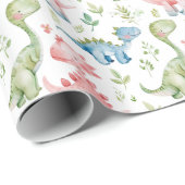 可愛いカラフル恐竜子供の誕生日 ラッピングペーパー (ロールコーナー)