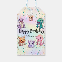可愛いカラフル恐竜学校子供の誕生日パーティー ギフトタグ