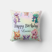 可愛いカラフル恐竜学校子供の誕生日パーティー クッション (正面)