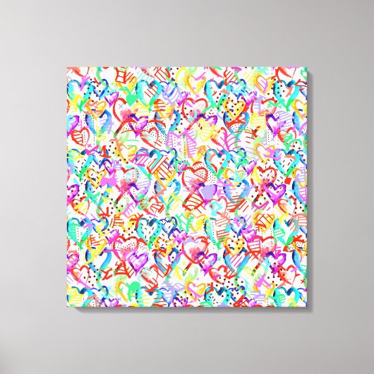 可愛いカラフル抽象芸術ハートキャンバス印刷 キャンバスプリント (正面)