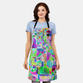 可愛いカラフル抽象芸術幾何学的フラグメントデザイン エプロン (着用した状態)