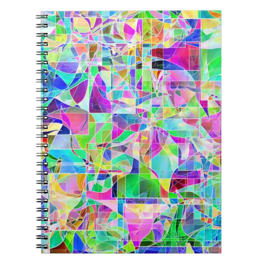 可愛いカラフル抽象芸術幾何学的フラグメントデザイン ノートブック (正面)