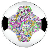 可愛いカラフル抽象芸術花ラゲッジタグ サッカーボール (回転)