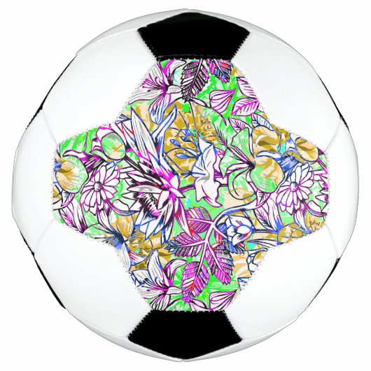 可愛いカラフル抽象芸術花ラゲッジタグ サッカーボール (正面)