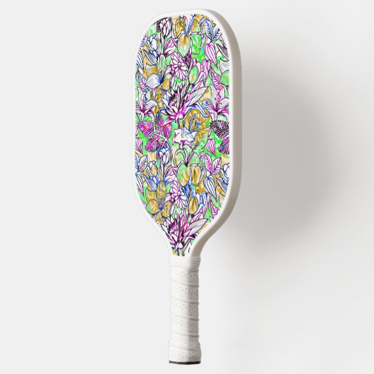 可愛いカラフル抽象芸術花ラゲッジタグ ピックルボールラケット (左)