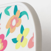 可愛いカラフル春の花柄ボウル ピックルボールラケット (左詳細)