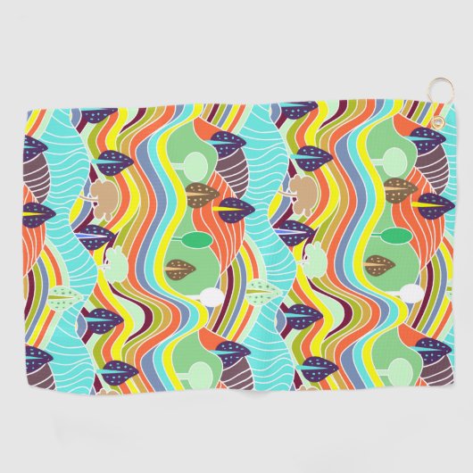 可愛いカラフル林模様カーマグネット ゴルフタオル (横)