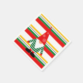 可愛いカラフル格言ストライプクリスマスの スタンダードカクテルナプキン (角)