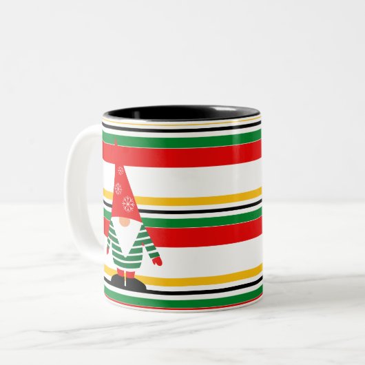 可愛いカラフル格言ストライプクリスマスの ツートーンマグカップ (正面左)
