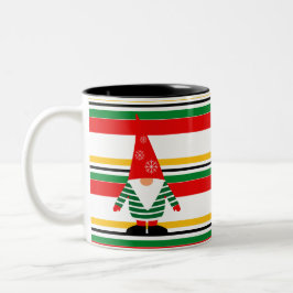 可愛いカラフル格言ストライプクリスマスの ツートーンマグカップ