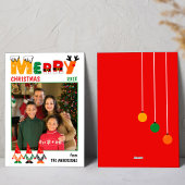 可愛いカラフル格言メリークリスマスワンフォト シーズンカード