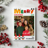 可愛いカラフル格言メリークリスマスワンフォト シーズンカード