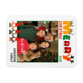 可愛いカラフル格言メリークリスマス家族の写真 マグネット (横)