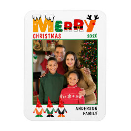 可愛いカラフル格言メリークリスマス家族の写真 マグネット