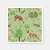 可愛いカラフル森の動物グリーンメドウ スタンダードカクテルナプキン (正面)
