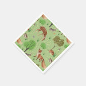 可愛いカラフル森の動物グリーンメドウ スタンダードカクテルナプキン (角)