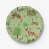 可愛いカラフル森の動物グリーンメドウ ペーパープレート (正面)