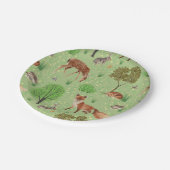 可愛いカラフル森の動物グリーンメドウ ペーパープレート (アングル)