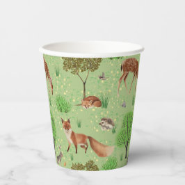 可愛いカラフル森の動物グリーンメドウ 紙コップ