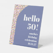 可愛いカラフル水彩ドットカスタム誕生日パーティー 台座サイン (正面)