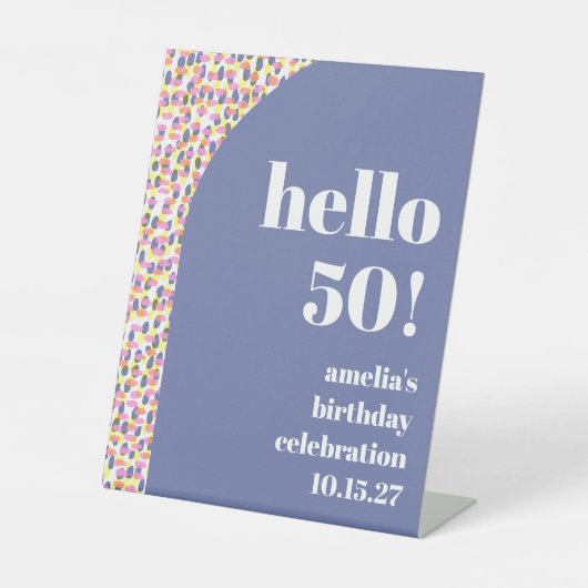 可愛いカラフル水彩ドットカスタム誕生日パーティー 台座サイン (正面)