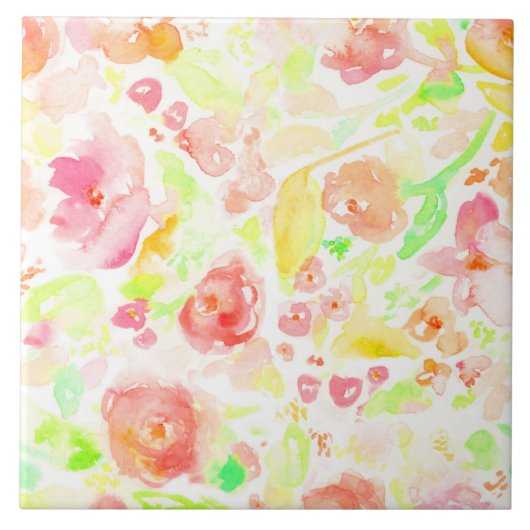 可愛いカラフル水彩柄 タイル (正面)