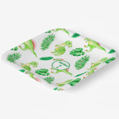 可愛いカラフル水彩模様ジャングル恐竜 ペーパープレート (傾斜あり)