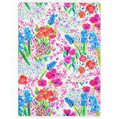 可愛いカラフル水彩花パターンチェックブック クリップボード (裏面)