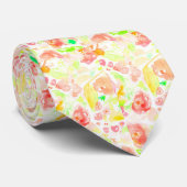 可愛いカラフル水彩花模様ネックタイ ネクタイ (ロール)
