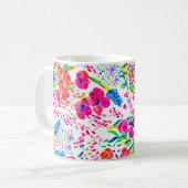 可愛いカラフル水彩花模様 コーヒーマグカップ (正面左)