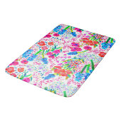 可愛いカラフル水彩花模様 バスマット (アングル)