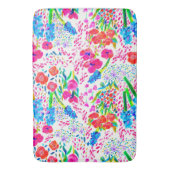 可愛いカラフル水彩花模様 バスマット (正面縦)