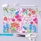 可愛いカラフル水彩花模様 薄葉紙 (クラフト)